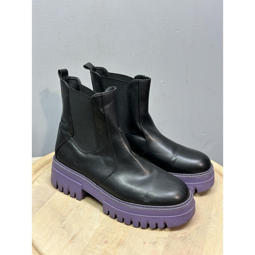 Lime Light Kamila Ankle Boots Womens Size 9 Black Purple Chelsea Platform 302738